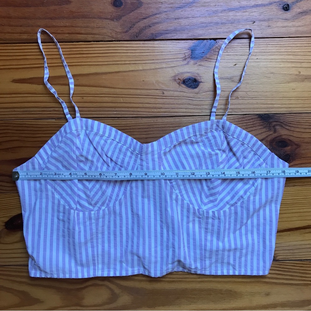 Anthropologie Lavender and White Striped Seersucker Crop Top, NWT, L - Picture 3 of 9